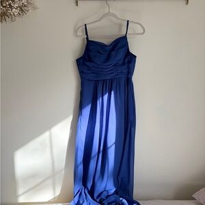 Women's Long Bridesmaid Dresses with Slit Royal Blue A Line